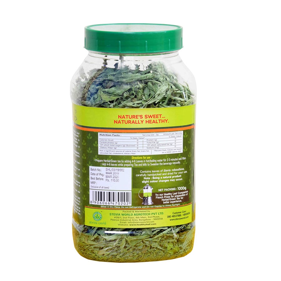 Healthy Leaf -Natural Dried Stevia Leaf- Bulk (1000 G)